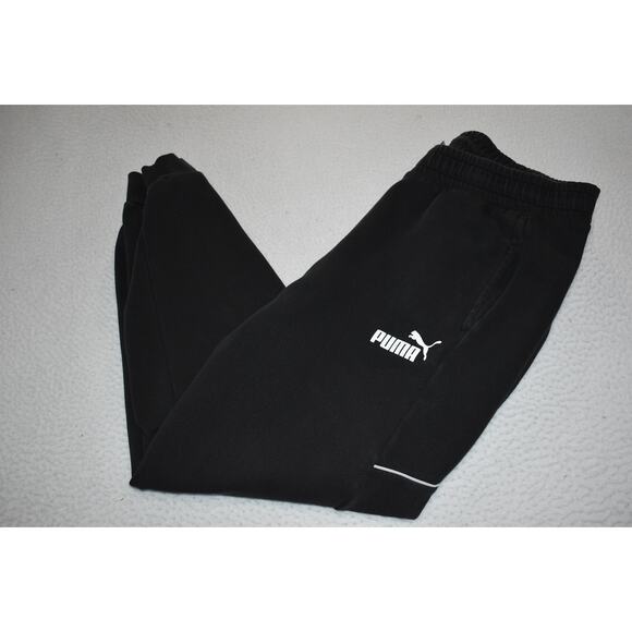 Puma Gym Sweatpants Joggers Workout Mens Size Large Pockets Tapered Black - Picture 1 of 7